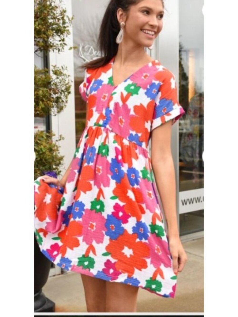 Michelle McDowell Floral Print Cotton Dress gauze boxy womens Size Large
